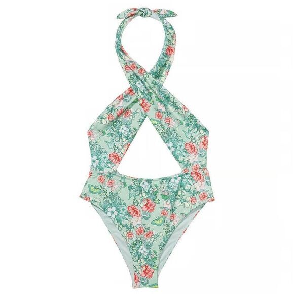 VICTORIA'S SECRET SWIM Women's One-Piece Swimsuit M Multicolor Floral Butterfly - Picture 1 of 16